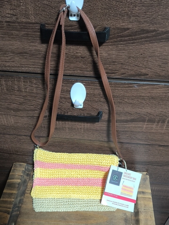 Handbags - Crochet Crossbody Bag in Yellow, Pink & Cream